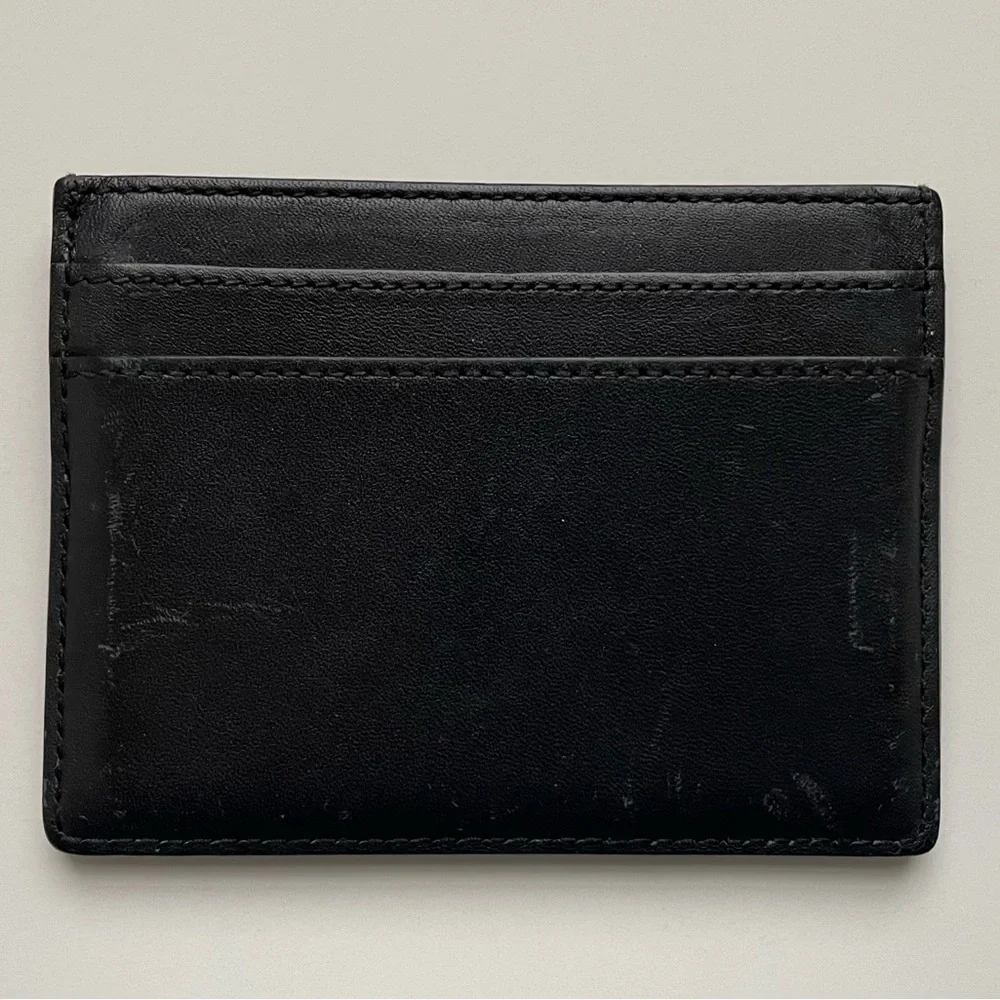 YSL Yves Saint Laurent Smooth Leather Black Gold Cardholder Wallet Pouch Purse - Picture 3 of 9